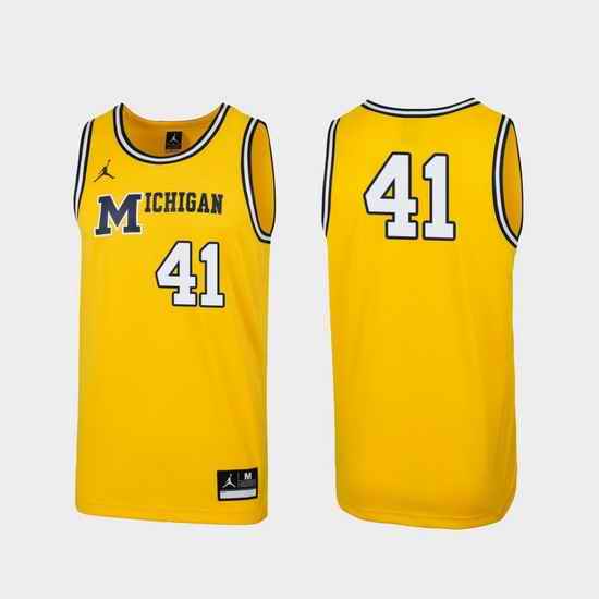 Men Michigan Wolverines Maize Replica 1989 Throwback College Basketball Jersey